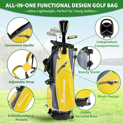 Junior Golf Club Set for Kids Ages 4-12, 5-6 Piece Right Hand Set with Stand Bag