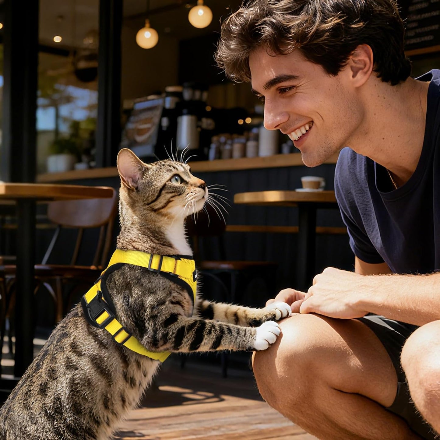 Cat Harness and Leash Set, Adjustable and Escape Proof, Xs | Easy Fit, Snap Buckles, Soft Breathable Vest, Sturdy Clip, Reflective Strips, for Small & Average Cat Walks, Yellow