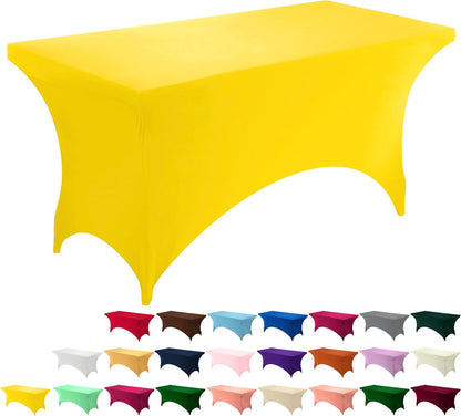 Spandex Tablecloth 1 Pack [6FT, Yellow] Tight, Fitted, Washable and Wrinkle Resistant Stretch Rectangular Patio Table Cover for Event, Wedding, Banquet & Parties [72Lx30Wx30H Inch]
