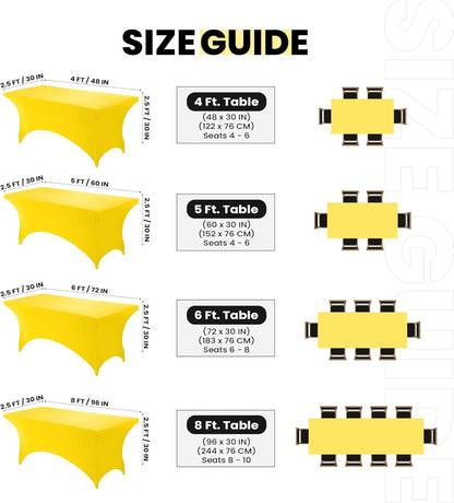 Spandex Tablecloth 1 Pack [6FT, Yellow] Tight, Fitted, Washable and Wrinkle Resistant Stretch Rectangular Patio Table Cover for Event, Wedding, Banquet & Parties [72Lx30Wx30H Inch]