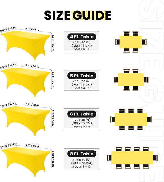 Spandex Tablecloth 1 Pack [6FT, Yellow] Tight, Fitted, Washable and Wrinkle Resistant Stretch Rectangular Patio Table Cover for Event, Wedding, Banquet & Parties [72Lx30Wx30H Inch]
