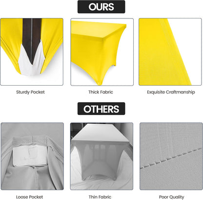 Spandex Tablecloth 1 Pack [6FT, Yellow] Tight, Fitted, Washable and Wrinkle Resistant Stretch Rectangular Patio Table Cover for Event, Wedding, Banquet & Parties [72Lx30Wx30H Inch]