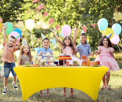 Spandex Tablecloth 1 Pack [6FT, Yellow] Tight, Fitted, Washable and Wrinkle Resistant Stretch Rectangular Patio Table Cover for Event, Wedding, Banquet & Parties [72Lx30Wx30H Inch]