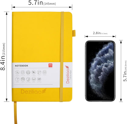 Lined Journal Notebooks with Pen Loop, Hardcover Notebook Journal for Work, 100Gsm Premium Thick Paper with Inner Pocket, Medium 5.7''''x8.4'''', ?Yellow, Ruled, 1 Pack