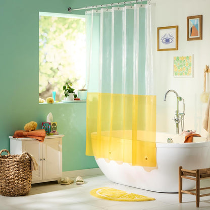 Town & Country Play Citrus Slice Lemon Half Circle Shaped Bath Mat, Absorbent Tufted Floor Mat, Non-Slip Backing, Machine Washable, Yellow, 34.7"x18.1"