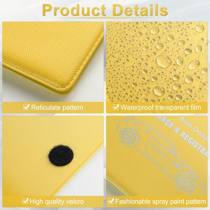 Car Organizer, 2-Pack Glove Box Documents Holder, Yellow, Waterproof, Classic Style, Space Theme, Unisex-Adults, Vehicle Owners, Drivers