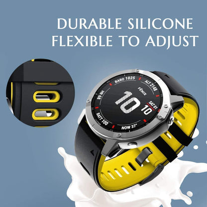 for Fenix 6/7/5/8 47mm Watch Band, 22mm Silicone Soft Band Replacement for Fenix 6 Pro/5 Plus/7 Pro Smartwatch(Black-Yellow)