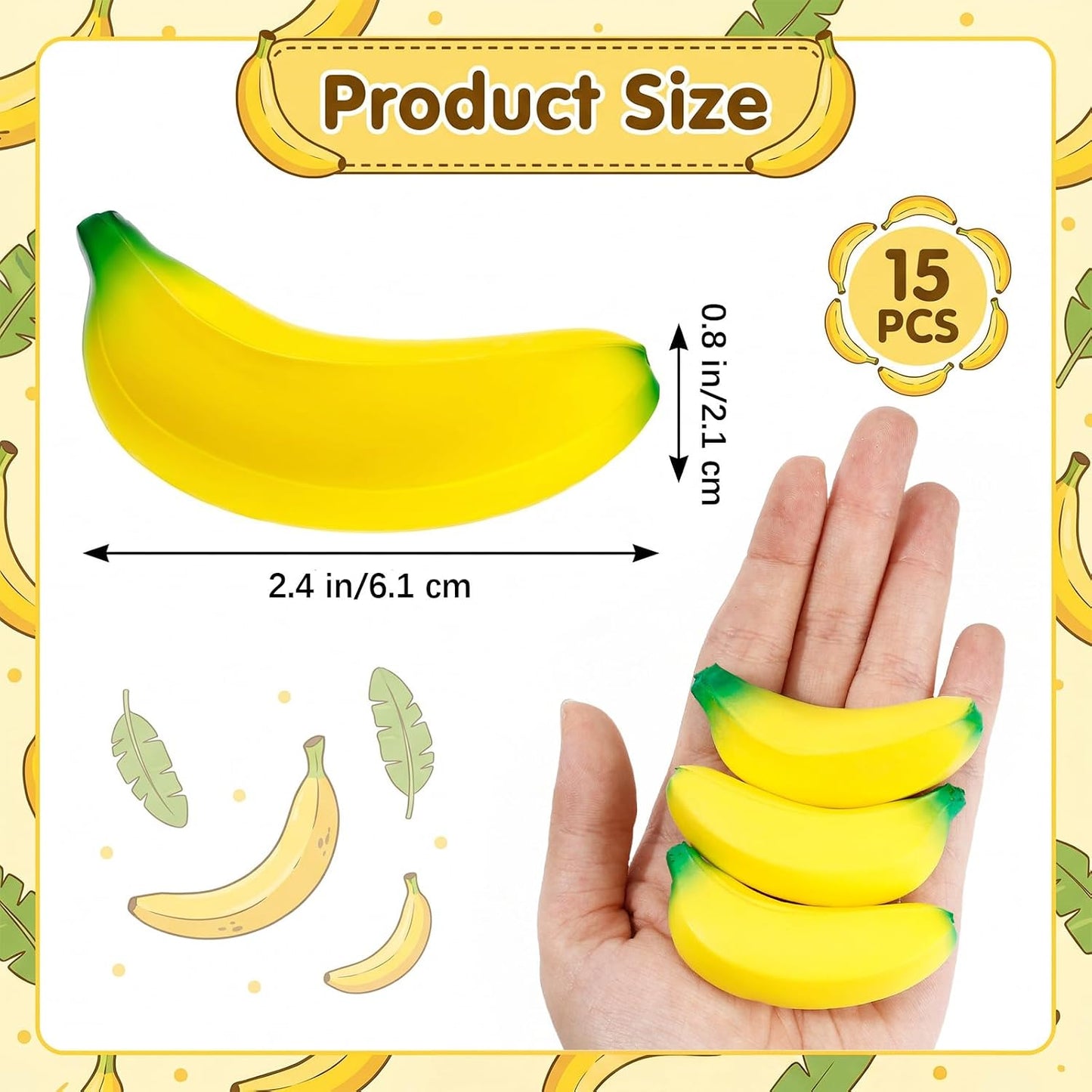 15 PCS Mini Banana Stress Stretchy Fidgets, Banana Squishy Foam Balls, Banana Stress Relief Balls for Anxiety Relief, Rewards, Bag Fillers, Birthday, Party Favors (15 Yellow)