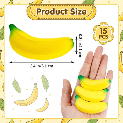 15 PCS Mini Banana Stress Stretchy Fidgets, Banana Squishy Foam Balls, Banana Stress Relief Balls for Anxiety Relief, Rewards, Bag Fillers, Birthday, Party Favors (15 Yellow)