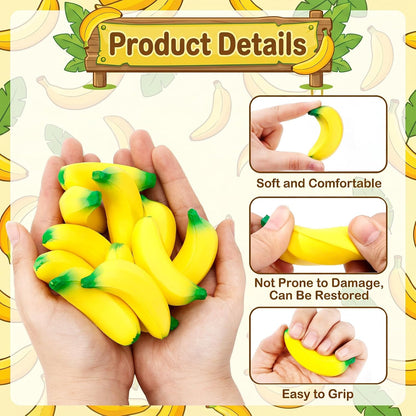 15 PCS Mini Banana Stress Stretchy Fidgets, Banana Squishy Foam Balls, Banana Stress Relief Balls for Anxiety Relief, Rewards, Bag Fillers, Birthday, Party Favors (15 Yellow)