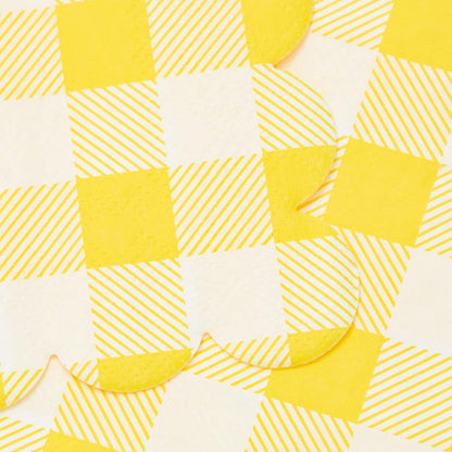 Yellow Plaid Paper Napkins for Birthday Party, Wedding - 6.5 x 6.5 Inch - 100 Pack - Yellow Disposable Checked Napkins