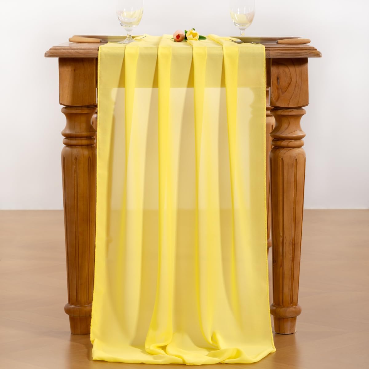Yellow Chiffon Table Runner Summer Boho Wedding Birthday Party Decor | 10ft 29x120 Inches Rustic Farmhouse Centerpiece Runner Sheer Bridal Baby Shower Anniversary Holiday Home Decorations