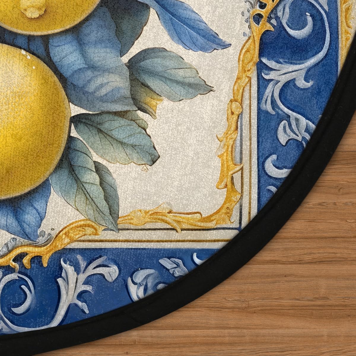 Outdoor Round Rug 5.3ft Bathroom Rugs for Men Women Living Room Kids Boys Bedroom Playroom Home Decor Sport Nursery Area Rug Circle Carpet for Patio Kitchen Balcony Porch Fruits Lemon Pattern