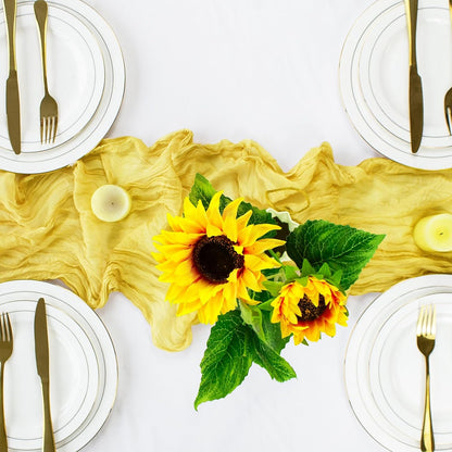 Yellow Cheesecloth Table Runner 12 Pack 120 Inch Cheese Cloth Table Runner 10ft Long Gauze Table Runners for Wedding Decor Bridal Shower Baby Shower Party Table Decorations