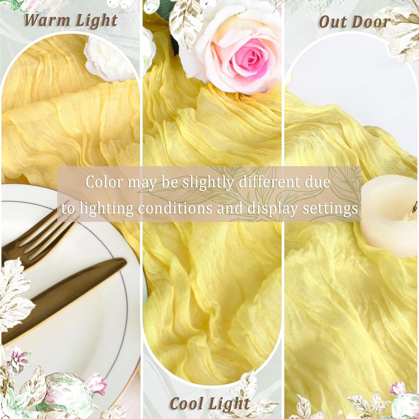 Yellow Cheesecloth Table Runner 12 Pack 120 Inch Cheese Cloth Table Runner 10ft Long Gauze Table Runners for Wedding Decor Bridal Shower Baby Shower Party Table Decorations