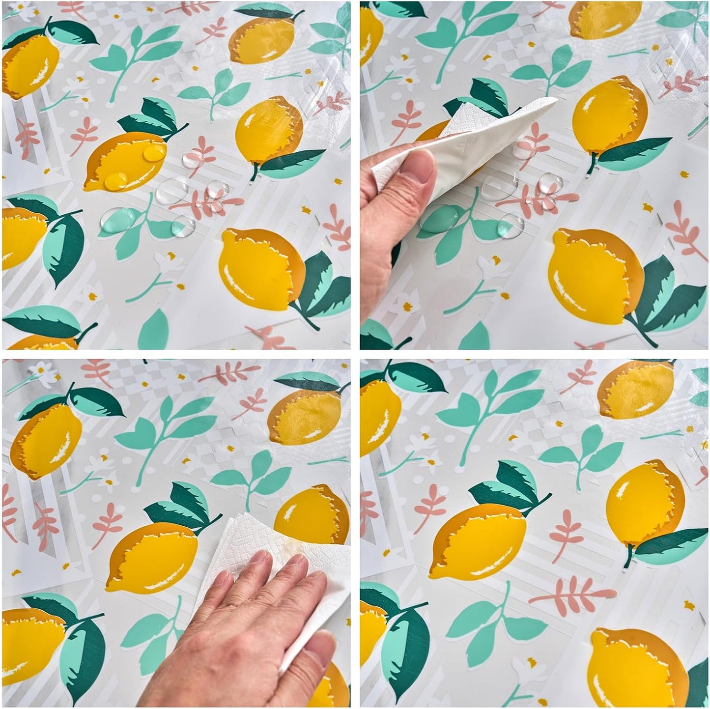 Clear Plastic Table Cover Protector with Lemon Print Pattern,Waterproof Vinyl Tablecloth,Wipeable Reusable PVC Clear Table Protecto for Rectangle Dining Tables,54" x 120"