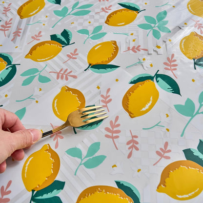 Clear Plastic Table Cover Protector with Lemon Print Pattern,Waterproof Vinyl Tablecloth,Wipeable Reusable PVC Clear Table Protecto for Rectangle Dining Tables,54" x 120"