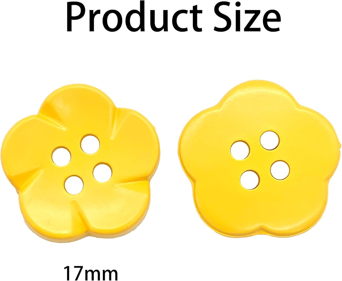 50-Pcs 11/16" Flower Resin Buttons | Bulk Yellow Flower Buttons for Sewing Crafts Shirts Clothes Decorations (17mm, Yellow)