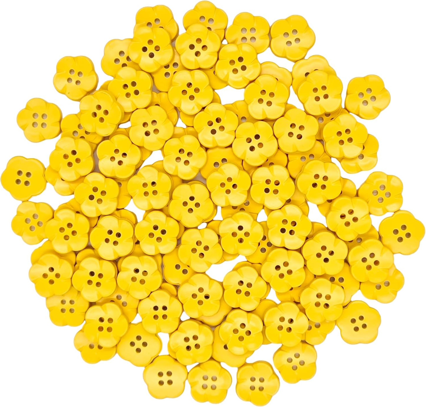 50-Pcs 11/16" Flower Resin Buttons | Bulk Yellow Flower Buttons for Sewing Crafts Shirts Clothes Decorations (17mm, Yellow)