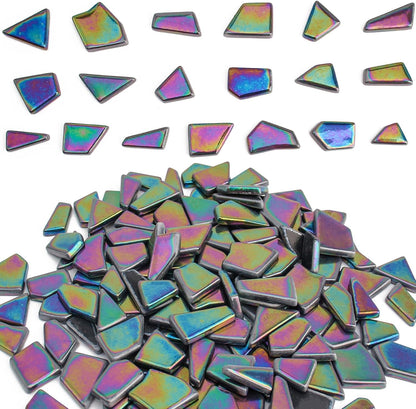 Iridescent Glass Mosaic Tiles for Crafts Bulk,200g Yellow Broken Mosaic Glass Pieces for Garden Crafts Kits,DIY Mosaic Art Decor