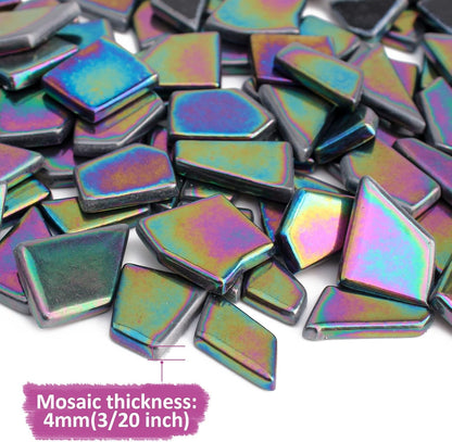 Iridescent Glass Mosaic Tiles for Crafts Bulk,200g Yellow Broken Mosaic Glass Pieces for Garden Crafts Kits,DIY Mosaic Art Decor