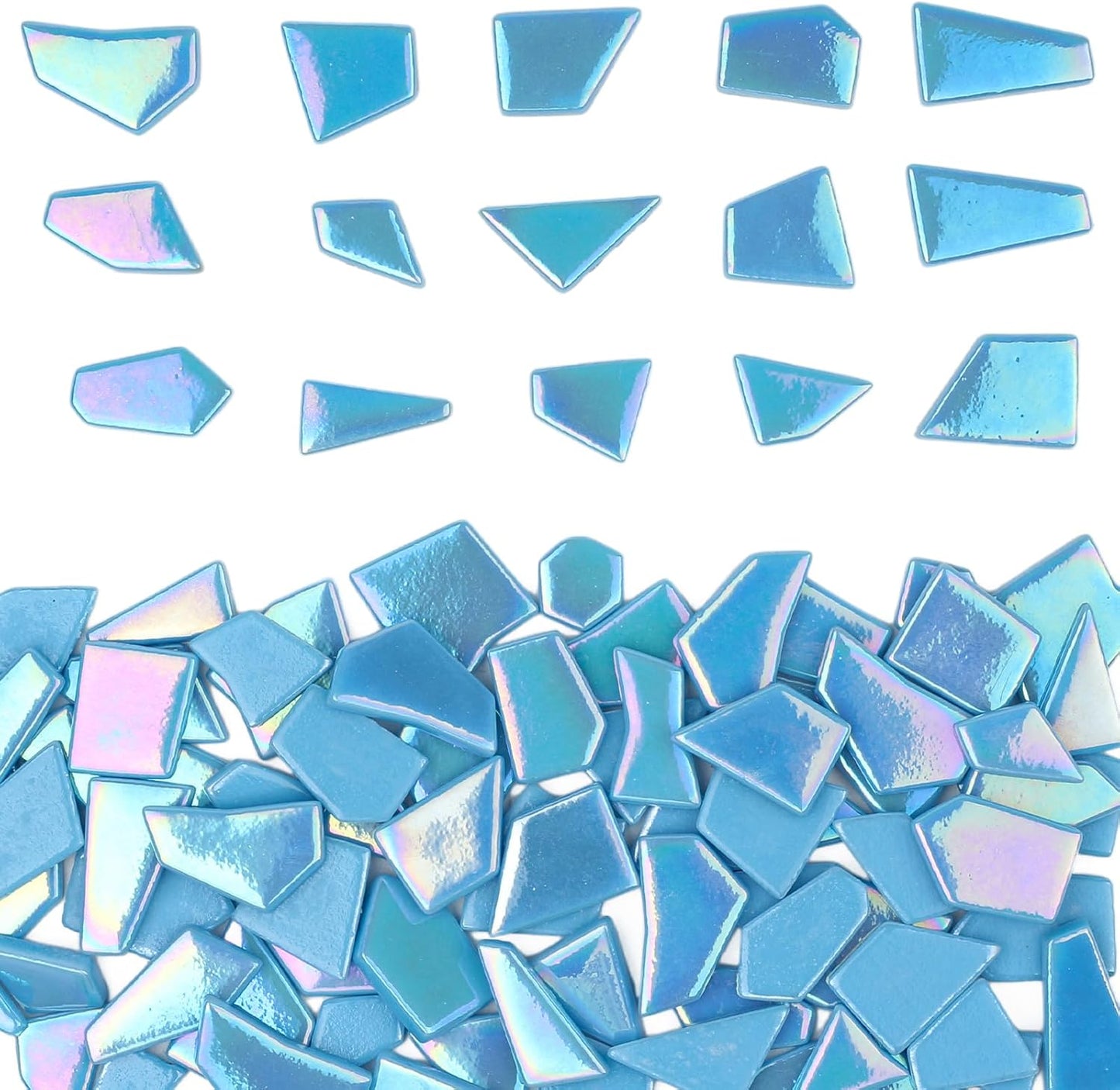 Iridescent Glass Mosaic Tiles for Crafts Bulk,200g Yellow Broken Mosaic Glass Pieces for Garden Crafts Kits,DIY Mosaic Art Decor