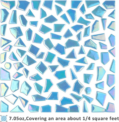 Iridescent Glass Mosaic Tiles for Crafts Bulk,200g Yellow Broken Mosaic Glass Pieces for Garden Crafts Kits,DIY Mosaic Art Decor