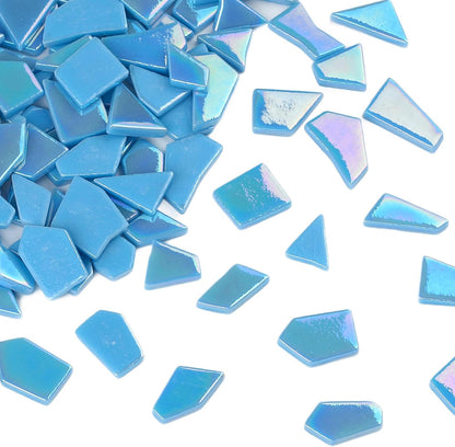 Iridescent Glass Mosaic Tiles for Crafts Bulk,200g Yellow Broken Mosaic Glass Pieces for Garden Crafts Kits,DIY Mosaic Art Decor