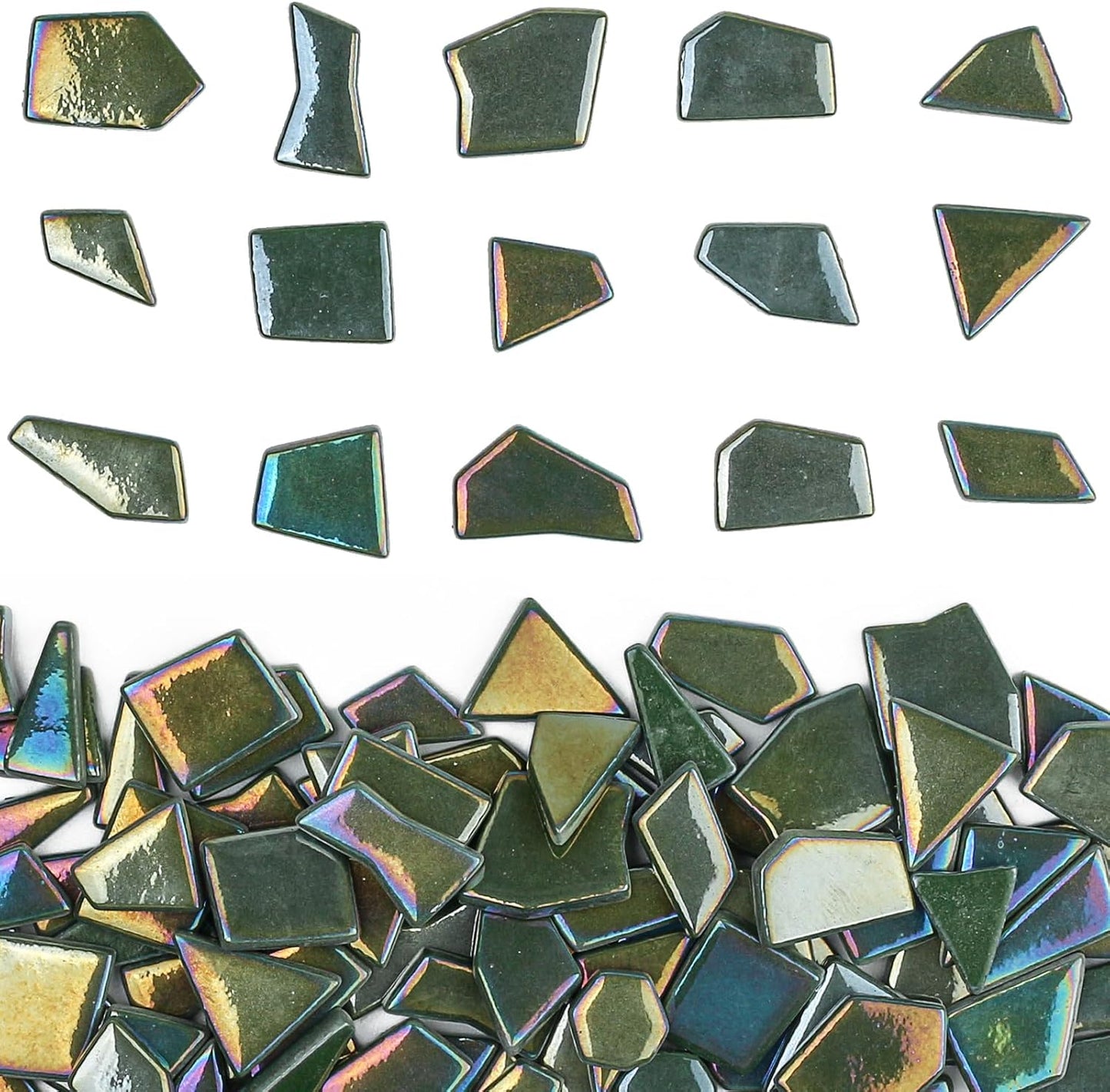 Iridescent Glass Mosaic Tiles for Crafts Bulk,200g Yellow Broken Mosaic Glass Pieces for Garden Crafts Kits,DIY Mosaic Art Decor