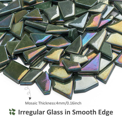 Iridescent Glass Mosaic Tiles for Crafts Bulk,200g Yellow Broken Mosaic Glass Pieces for Garden Crafts Kits,DIY Mosaic Art Decor