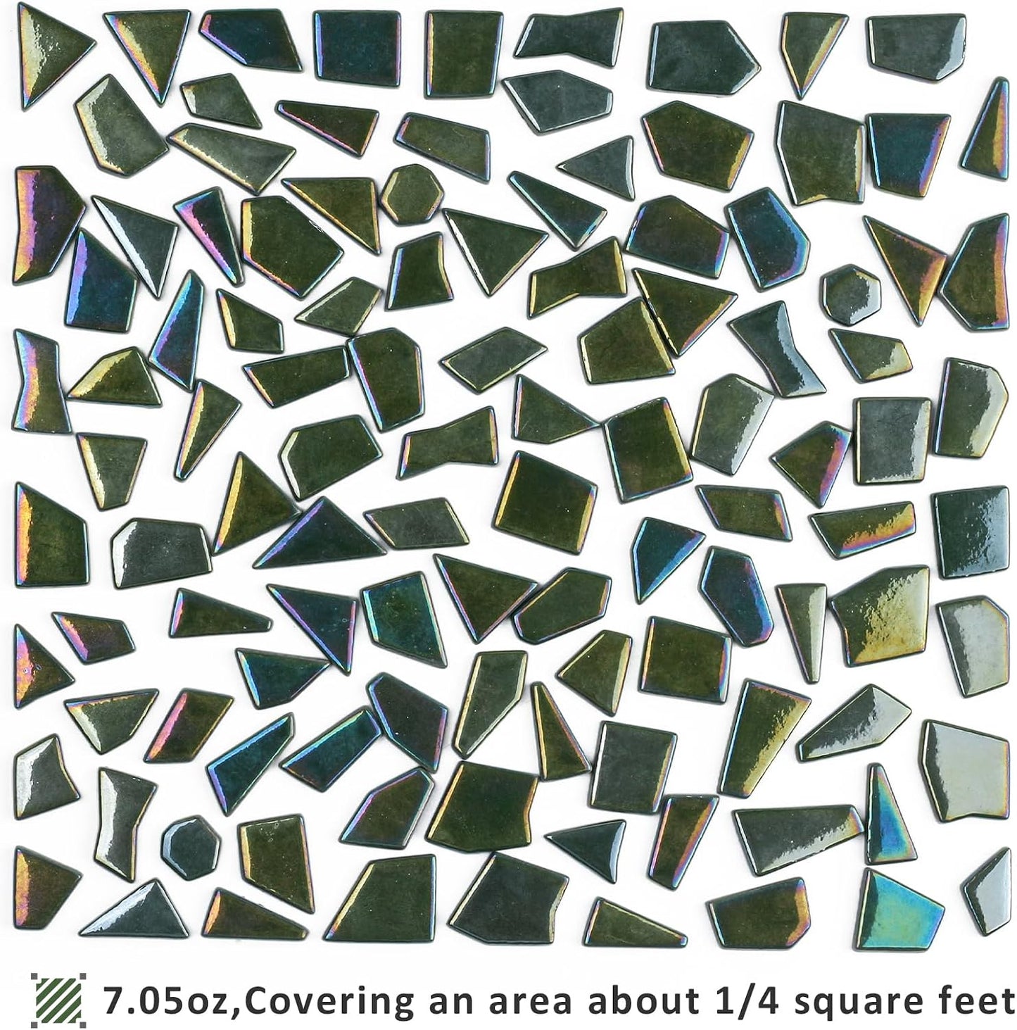 Iridescent Glass Mosaic Tiles for Crafts Bulk,200g Yellow Broken Mosaic Glass Pieces for Garden Crafts Kits,DIY Mosaic Art Decor