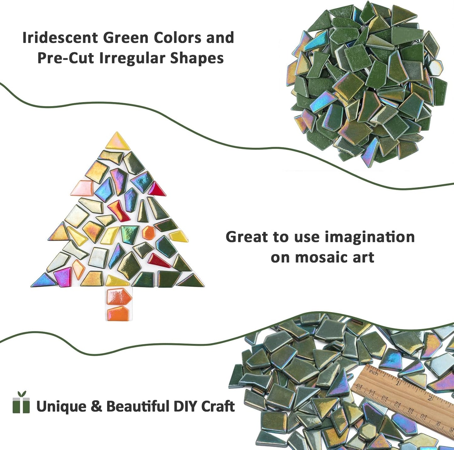 Iridescent Glass Mosaic Tiles for Crafts Bulk,200g Yellow Broken Mosaic Glass Pieces for Garden Crafts Kits,DIY Mosaic Art Decor