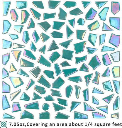 Iridescent Glass Mosaic Tiles for Crafts Bulk,200g Yellow Broken Mosaic Glass Pieces for Garden Crafts Kits,DIY Mosaic Art Decor