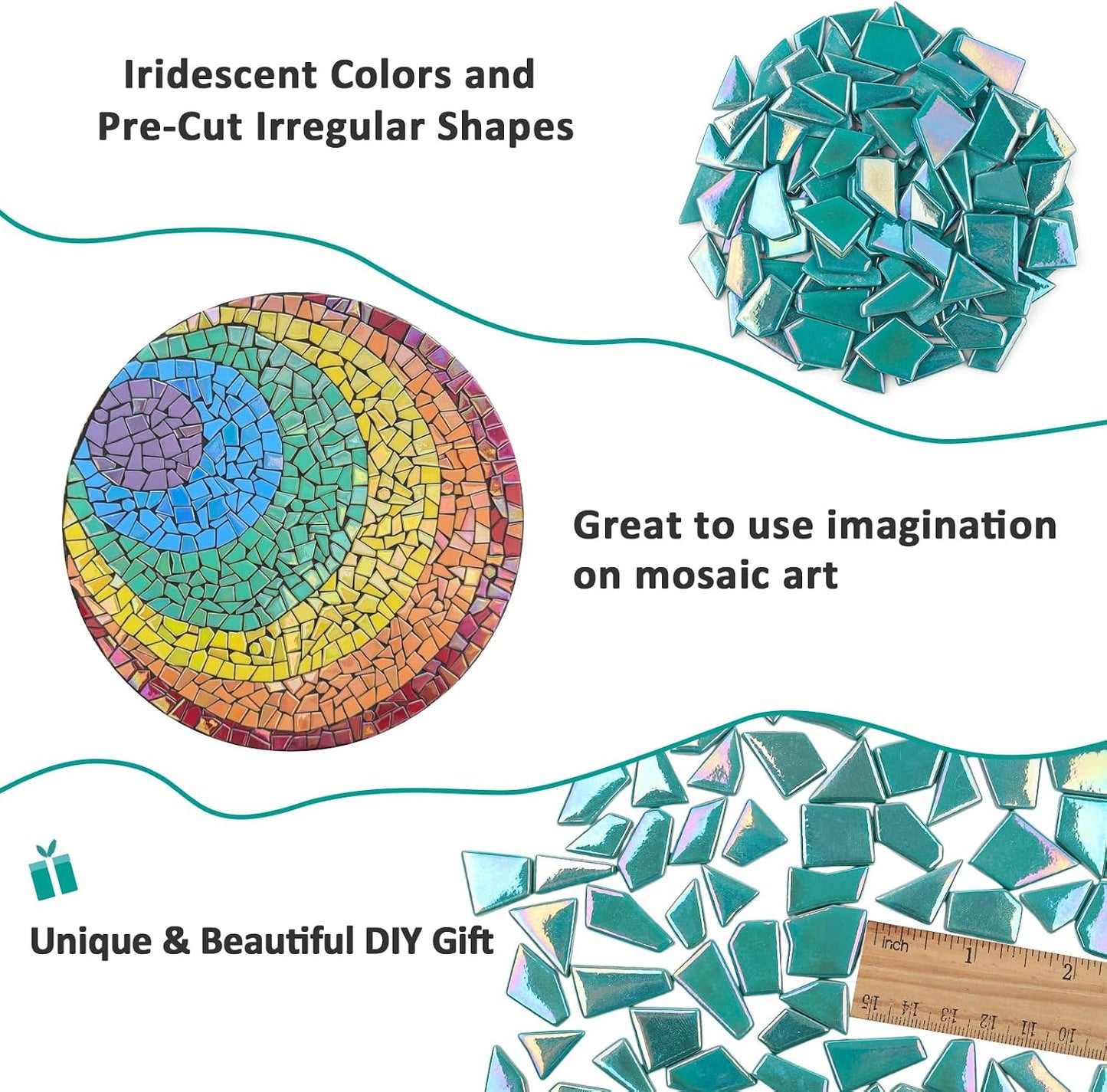 Iridescent Glass Mosaic Tiles for Crafts Bulk,200g Yellow Broken Mosaic Glass Pieces for Garden Crafts Kits,DIY Mosaic Art Decor