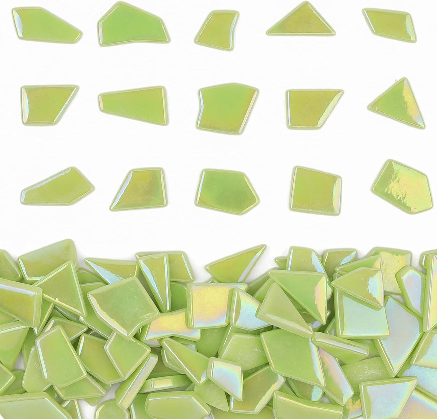 Iridescent Glass Mosaic Tiles for Crafts Bulk,200g Yellow Broken Mosaic Glass Pieces for Garden Crafts Kits,DIY Mosaic Art Decor