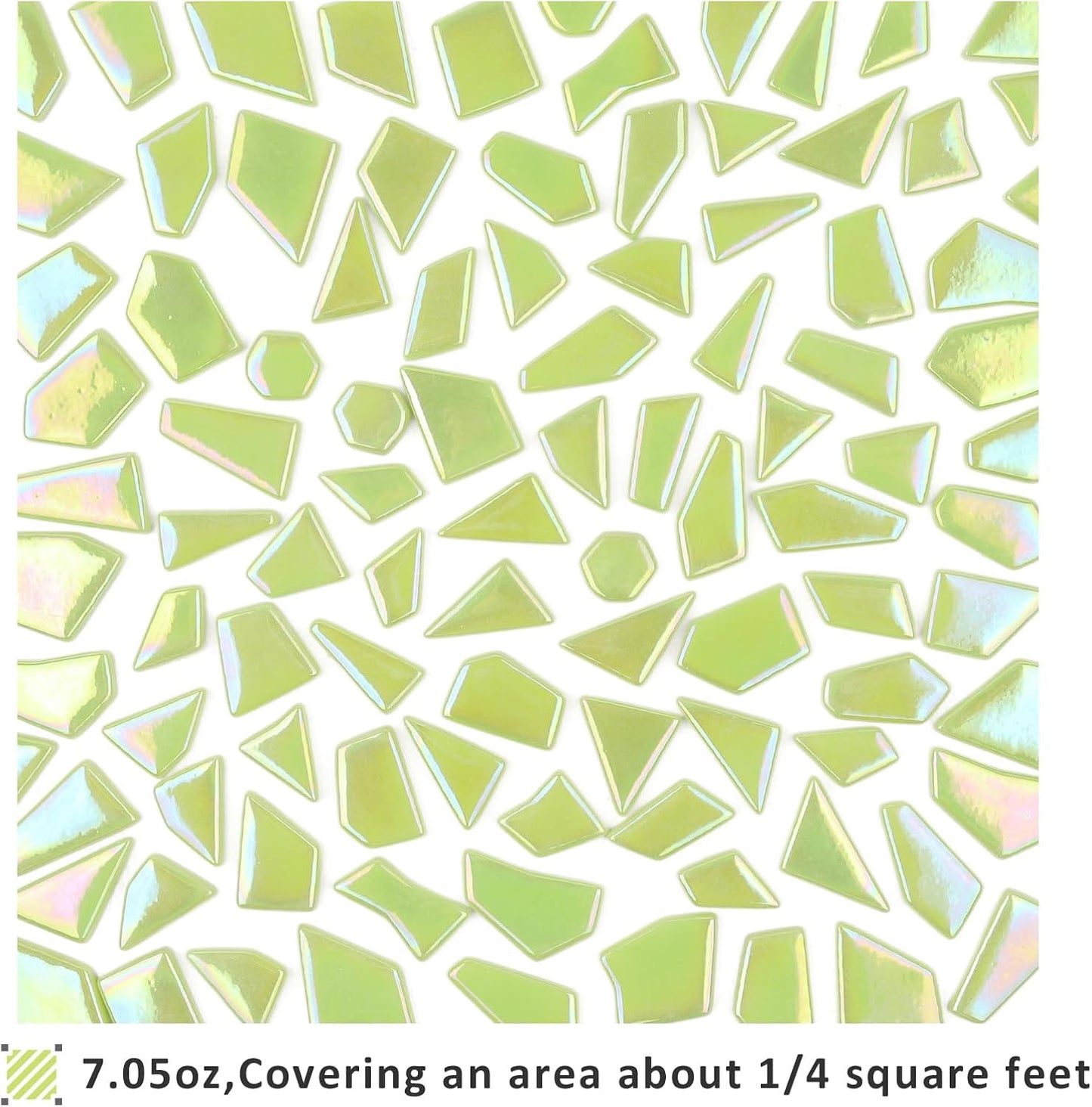 Iridescent Glass Mosaic Tiles for Crafts Bulk,200g Yellow Broken Mosaic Glass Pieces for Garden Crafts Kits,DIY Mosaic Art Decor
