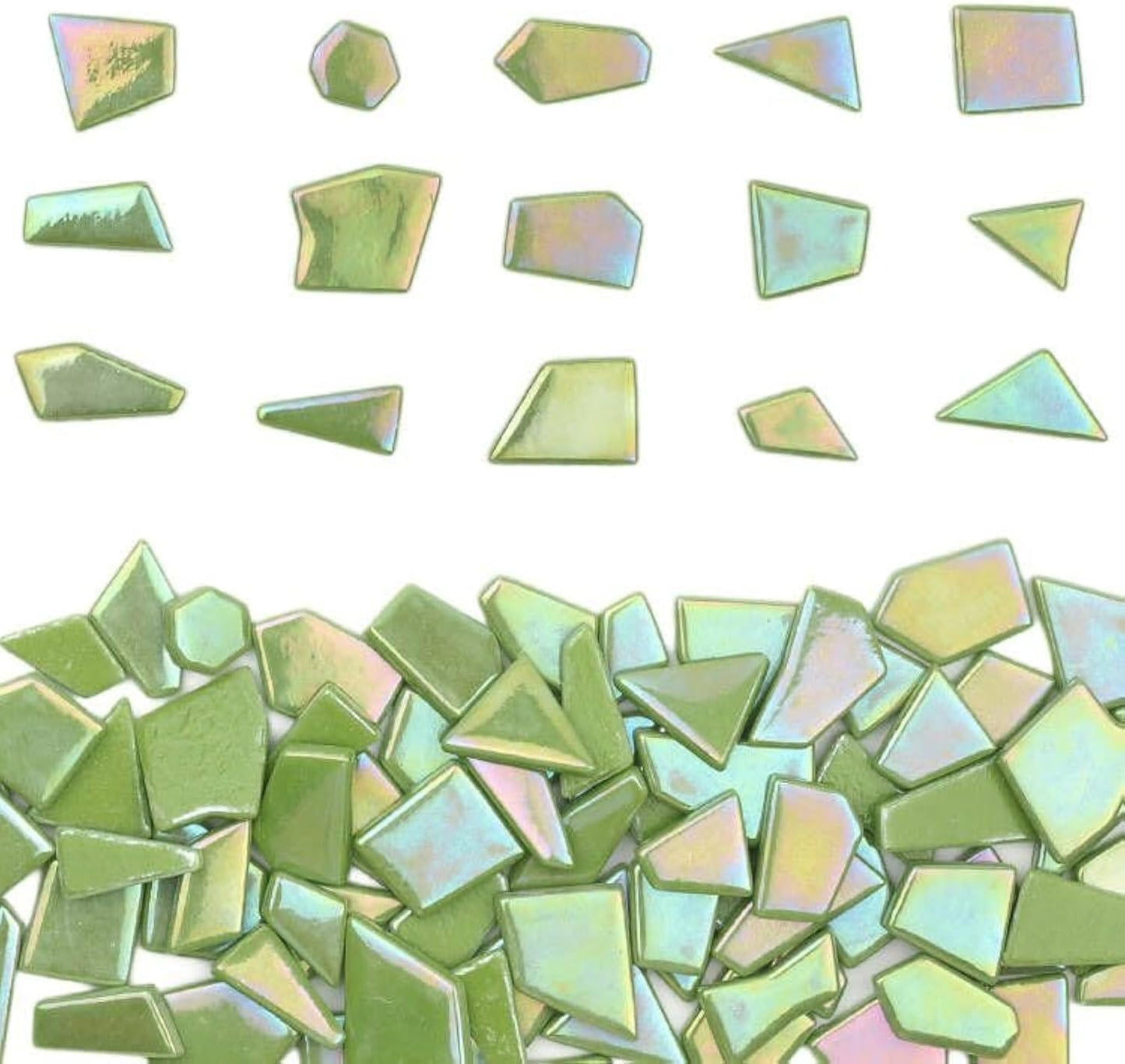 Iridescent Glass Mosaic Tiles for Crafts Bulk,200g Yellow Broken Mosaic Glass Pieces for Garden Crafts Kits,DIY Mosaic Art Decor