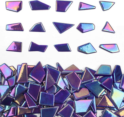 Iridescent Glass Mosaic Tiles for Crafts Bulk,200g Yellow Broken Mosaic Glass Pieces for Garden Crafts Kits,DIY Mosaic Art Decor