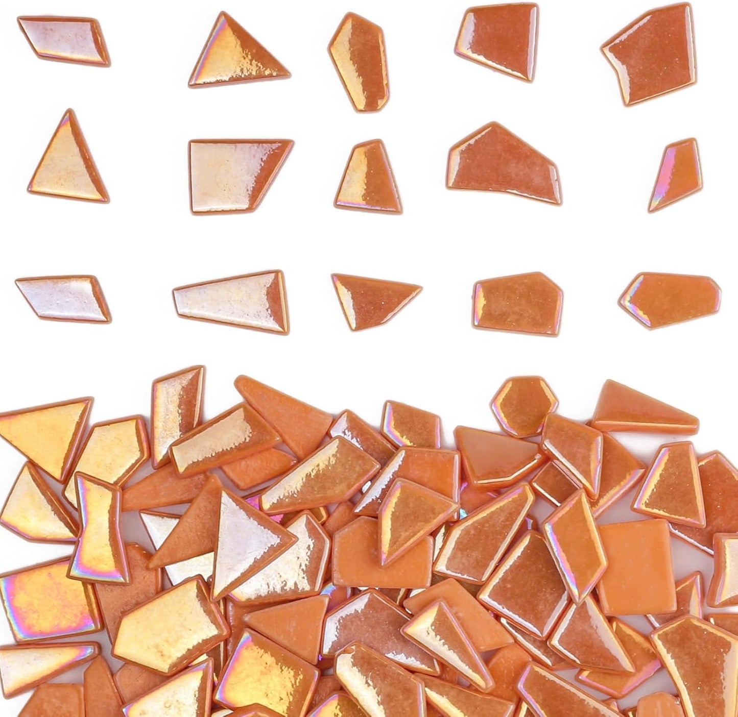 Iridescent Glass Mosaic Tiles for Crafts Bulk,200g Yellow Broken Mosaic Glass Pieces for Garden Crafts Kits,DIY Mosaic Art Decor