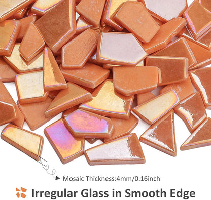 Iridescent Glass Mosaic Tiles for Crafts Bulk,200g Yellow Broken Mosaic Glass Pieces for Garden Crafts Kits,DIY Mosaic Art Decor