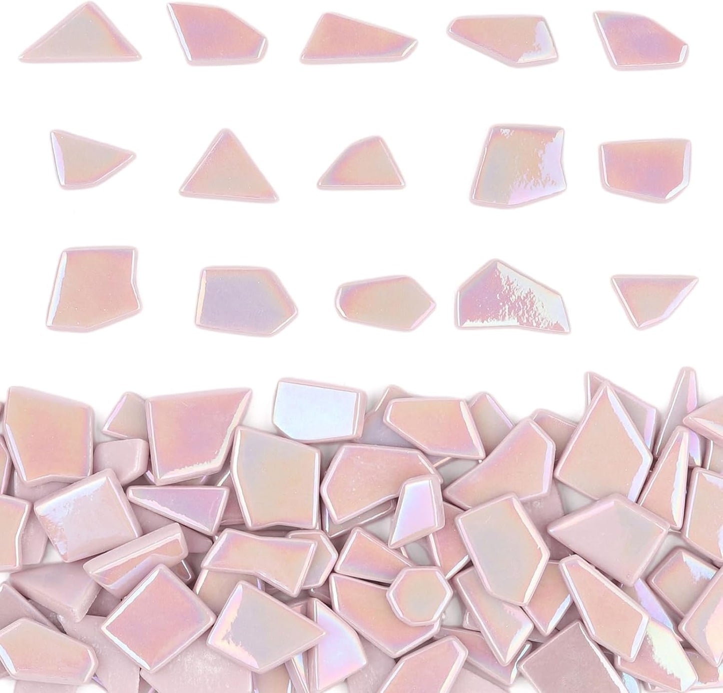 Iridescent Glass Mosaic Tiles for Crafts Bulk,200g Yellow Broken Mosaic Glass Pieces for Garden Crafts Kits,DIY Mosaic Art Decor