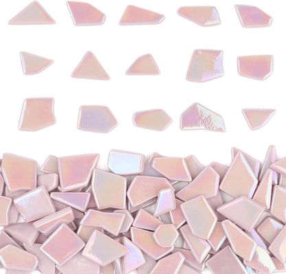 Iridescent Glass Mosaic Tiles for Crafts Bulk,200g Yellow Broken Mosaic Glass Pieces for Garden Crafts Kits,DIY Mosaic Art Decor