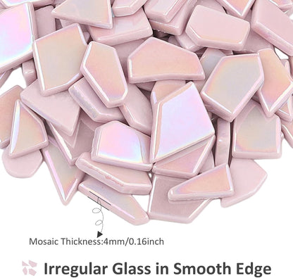 Iridescent Glass Mosaic Tiles for Crafts Bulk,200g Yellow Broken Mosaic Glass Pieces for Garden Crafts Kits,DIY Mosaic Art Decor