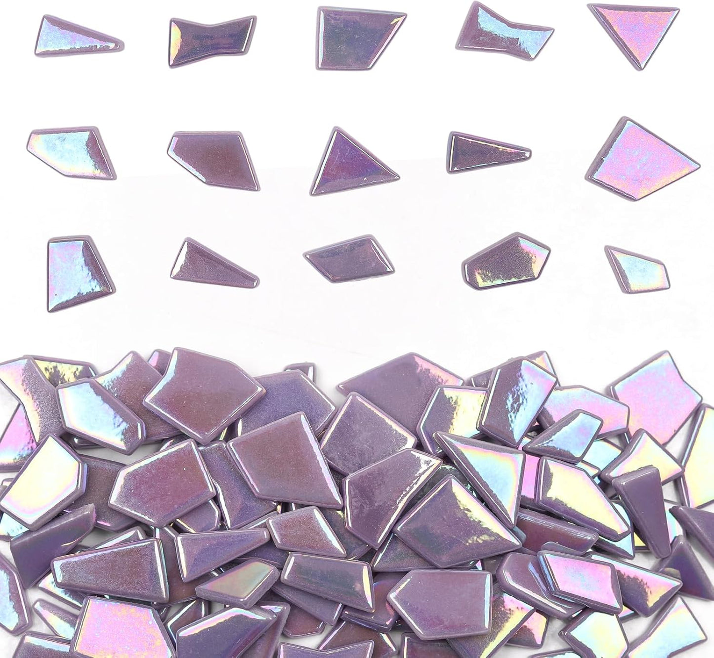 Iridescent Glass Mosaic Tiles for Crafts Bulk,200g Yellow Broken Mosaic Glass Pieces for Garden Crafts Kits,DIY Mosaic Art Decor