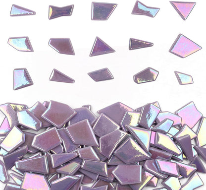 Iridescent Glass Mosaic Tiles for Crafts Bulk,200g Yellow Broken Mosaic Glass Pieces for Garden Crafts Kits,DIY Mosaic Art Decor