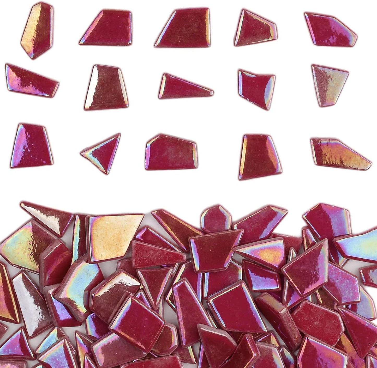 Iridescent Glass Mosaic Tiles for Crafts Bulk,200g Yellow Broken Mosaic Glass Pieces for Garden Crafts Kits,DIY Mosaic Art Decor