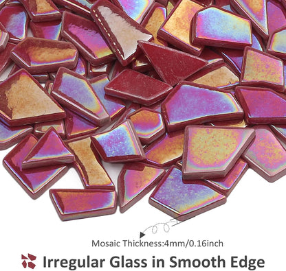 Iridescent Glass Mosaic Tiles for Crafts Bulk,200g Yellow Broken Mosaic Glass Pieces for Garden Crafts Kits,DIY Mosaic Art Decor