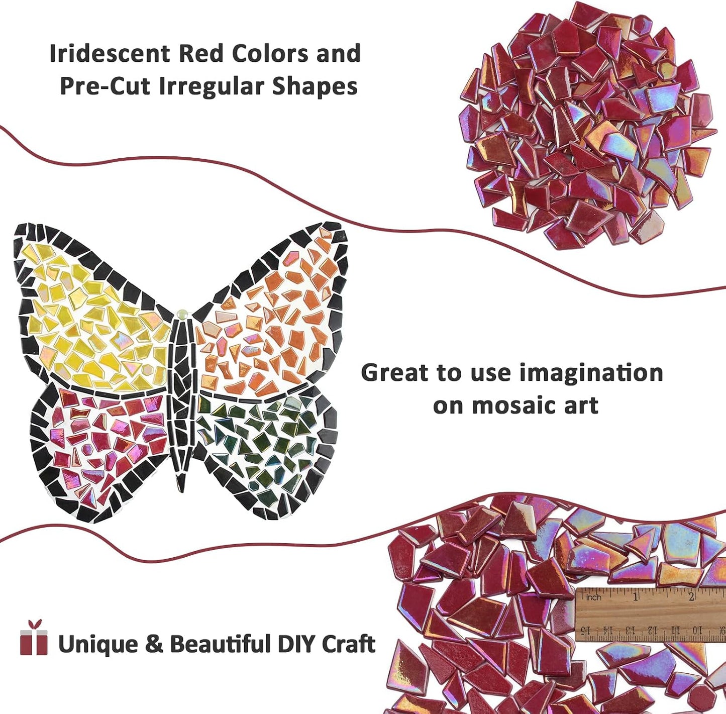Iridescent Glass Mosaic Tiles for Crafts Bulk,200g Yellow Broken Mosaic Glass Pieces for Garden Crafts Kits,DIY Mosaic Art Decor