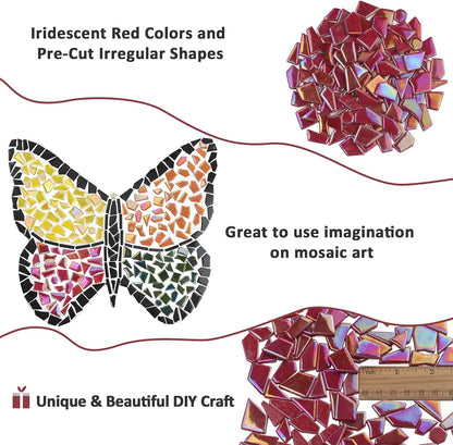 Iridescent Glass Mosaic Tiles for Crafts Bulk,200g Yellow Broken Mosaic Glass Pieces for Garden Crafts Kits,DIY Mosaic Art Decor