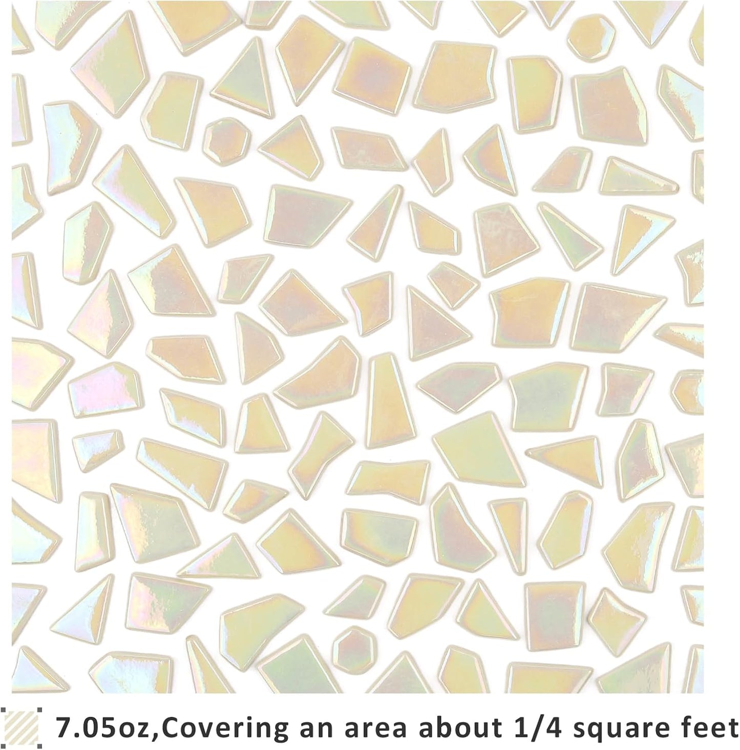 Iridescent Glass Mosaic Tiles for Crafts Bulk,200g Yellow Broken Mosaic Glass Pieces for Garden Crafts Kits,DIY Mosaic Art Decor